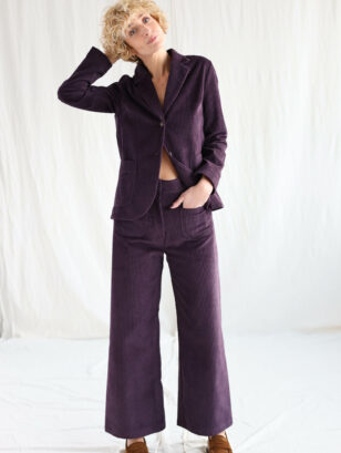 Elegant wide wale eggplant cord suit | Suit | Eggplant | Sustainable clothing | OffOn clothing