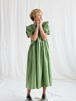 Foliage linen puritan collar dress | Dress | Foliage | Sustainable clothing | OffOn clothi