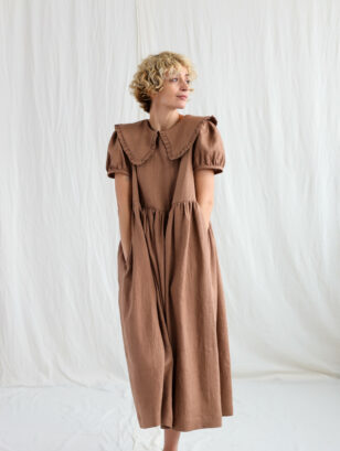 Hazel linen puritan collar dress | Dress | Hazel | Sustainable clothing | OffOn clothing