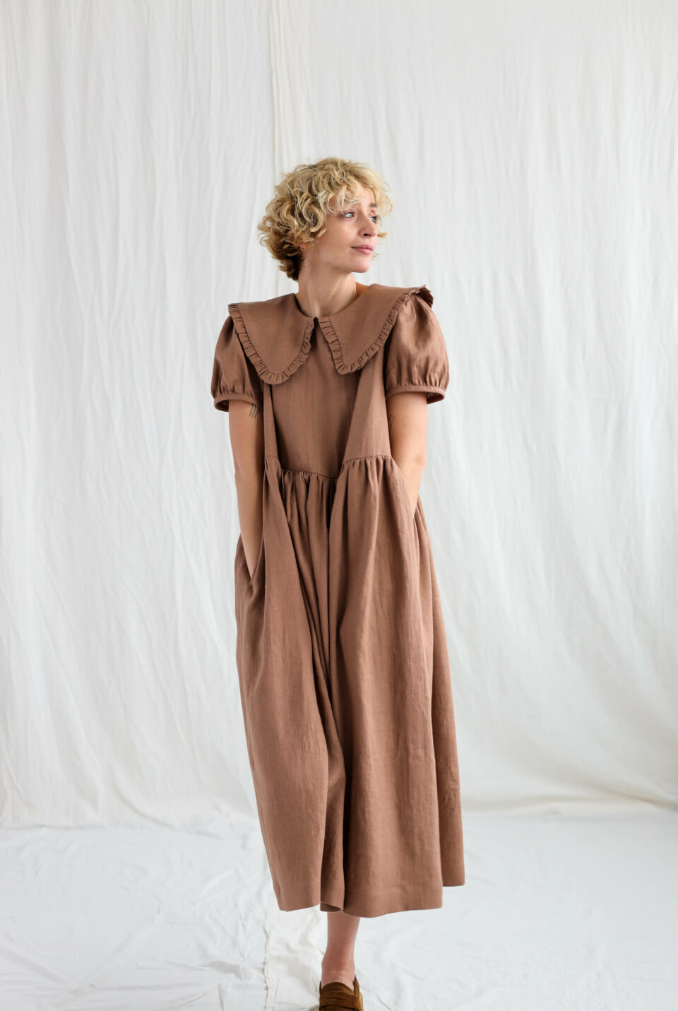 Hazel linen puritan collar dress | Dress | Hazel | Sustainable clothing | OffOn clothing