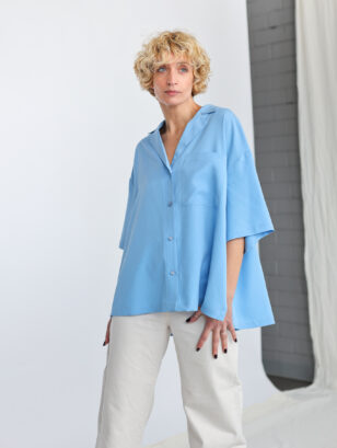 Oversize light blue tencel shirt | Top | Sustainable clothing | OFFON Clothing
