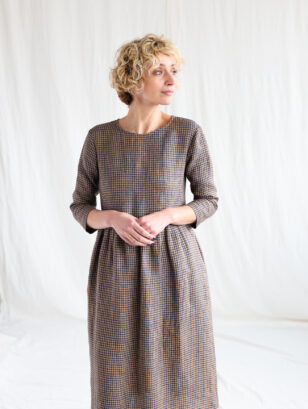 Gingham linen loose fit dress | Dress | Sustainable clothing | OFFON Clothing