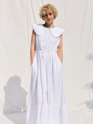Sleeveless puritan collar linen summer dress PHOEBE | Dress | Sustainable clothing | OffOn clothing