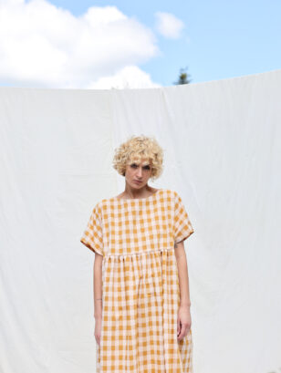 Oversized seersucker checks dress SILVINA | Dress | Sustainable clothing | OffOn clothing