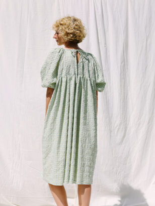 Seersucker raglan sleeve dress BELLE | Dress | Sustainable clothing | OffOn clothing