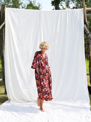 Loose floral wrap dress BUTTERFIELD POPPY | Dress | Sustainable clothing | OffOn clothing