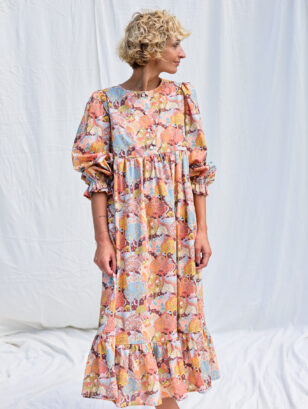 Floral high waisted long sleeve dress ARBORETUM VALLEY | Dress | Sustainable clothing | OffOn clothing