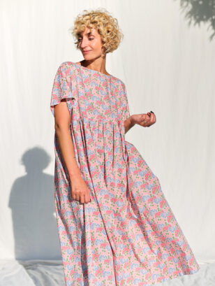 Oversize silky Tana Lawn cotton floral print dress SILVINA | Dress | Sustainable clothing | OffOn clothing