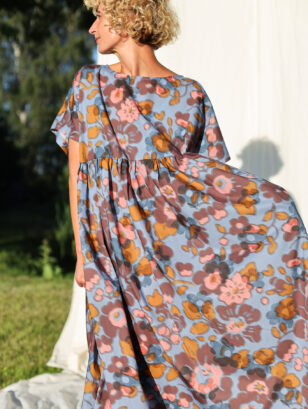 Oversized silky cotton floral print dress SILVINA | Dress | Sustainable clothing | OffOn clothing