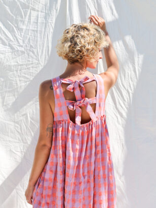 Seersucker checks sleeveless Maxi dress LILOU | Dress | Sustainable clothing | OffOn clothing