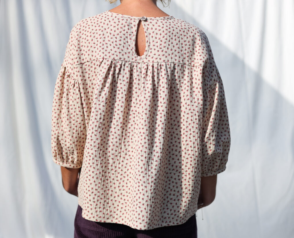 Dropped shoulders blouse in floral double gauze cotton LIA – OffOn