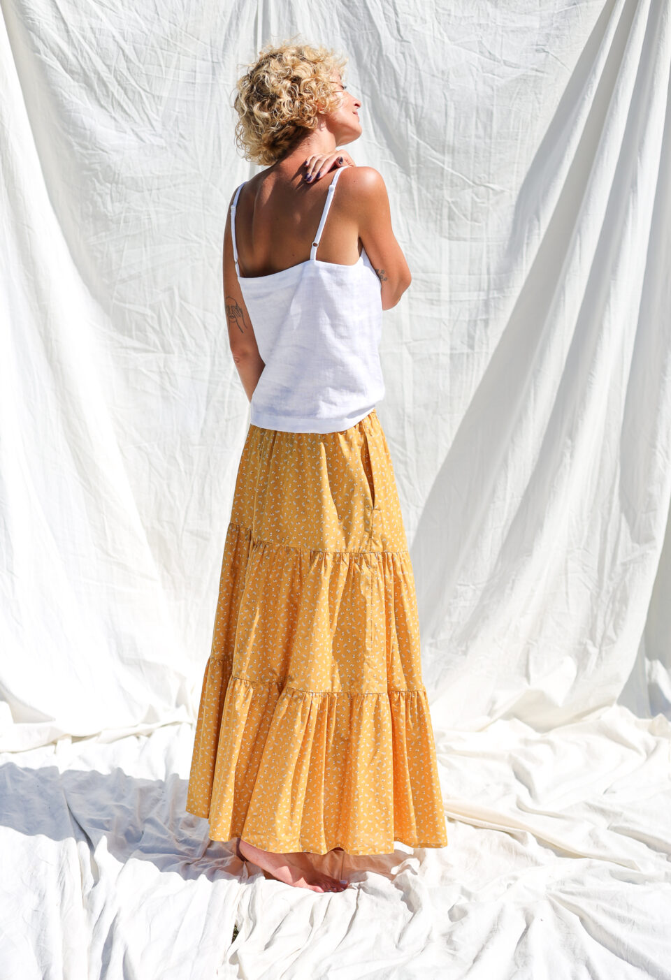 Maxi floral tiered skirt | Skirts | Sustainable clothing | OffOn clothing