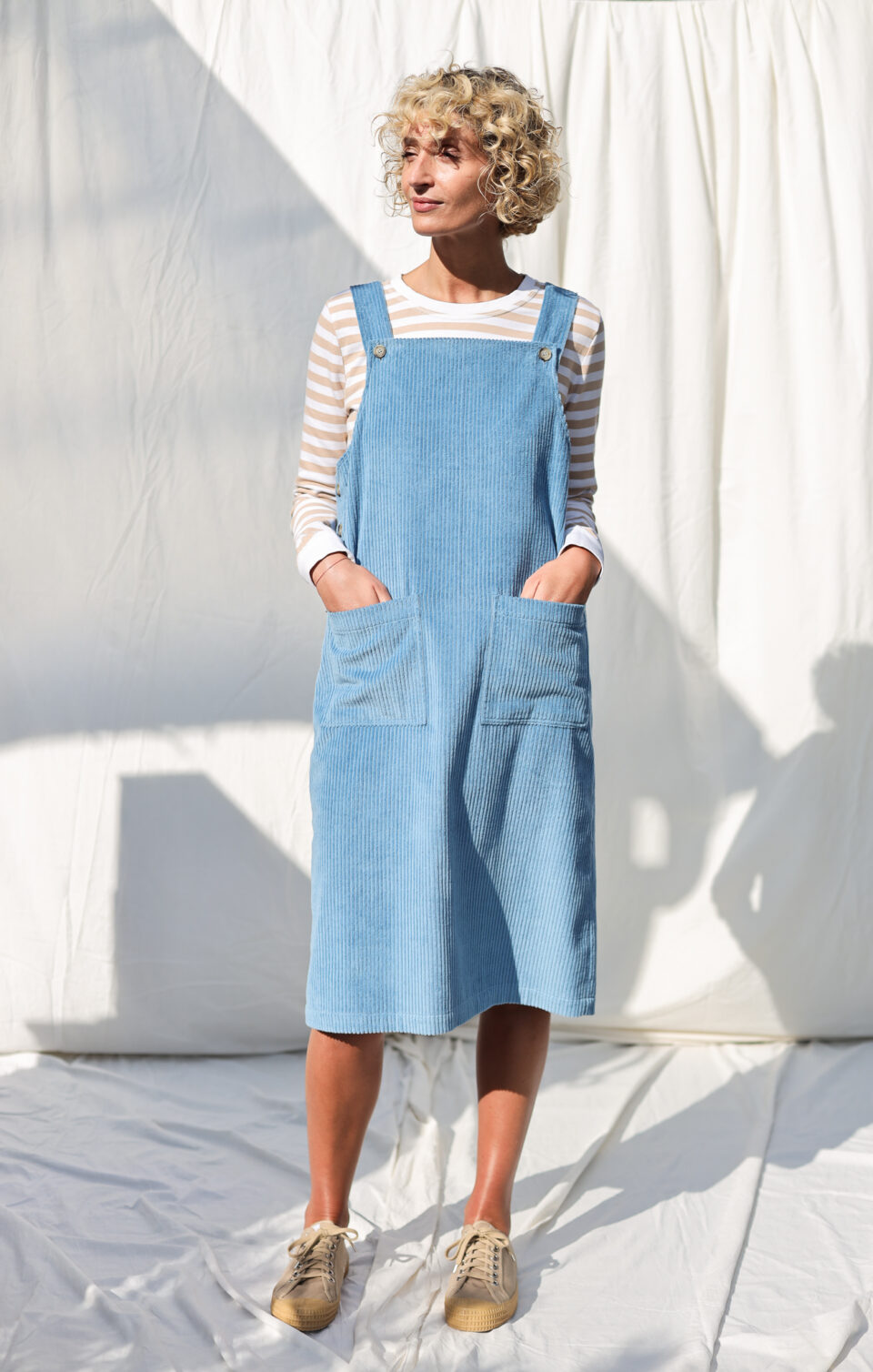 Wide vale cord pinafore dress | Dress | Sustainable clothing | OffOn clothing