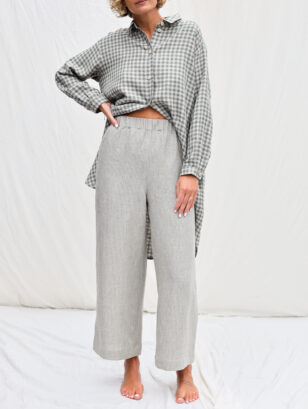 Wide leg striped linen culottes | Trousers | Sustainable clothing | OffOn clothing