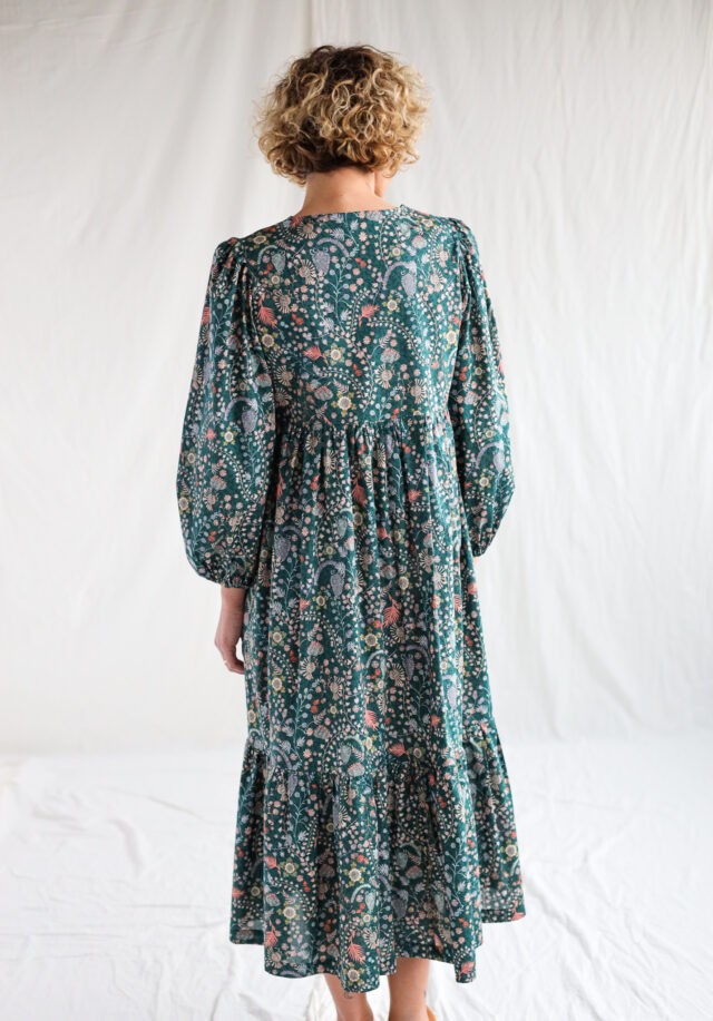 Flowy overlapped V-neck boho dress CROCHET MEADOW – OffOn