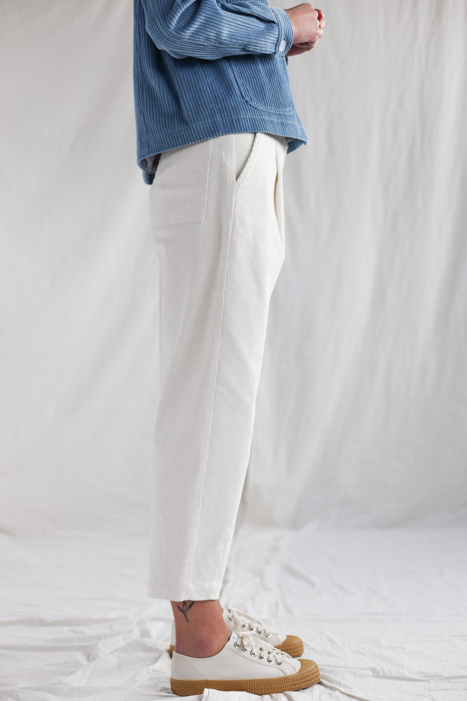 Boxy tapered leg needlecord trousers | Trousers | Sustainable clothing | OffOn clothing
