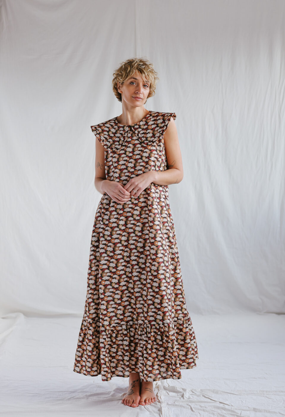 Puritan collar sleeveless Maxi dress FOLLOW the SUN | Dress | Sustainable clothing | OffOn clothing