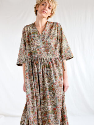 Landscape print wrap dress PATTERN MAP | Dress | Sustainable clothing | OffOn clothing