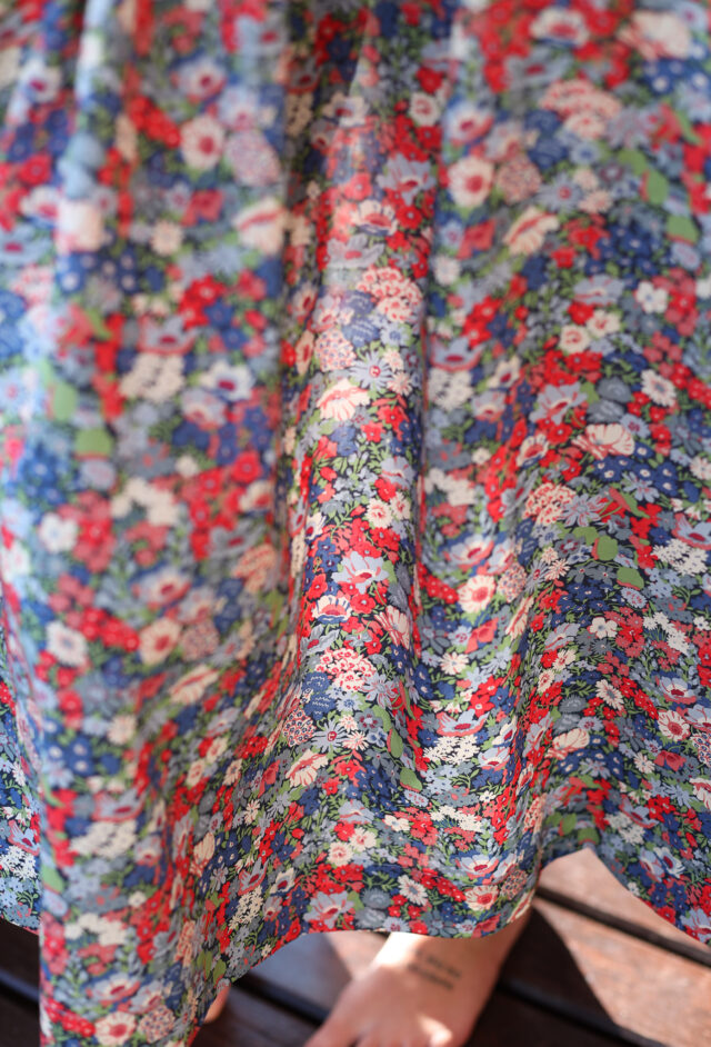 Loose Puritan collar floral dress THORPE BLUE – OffOn