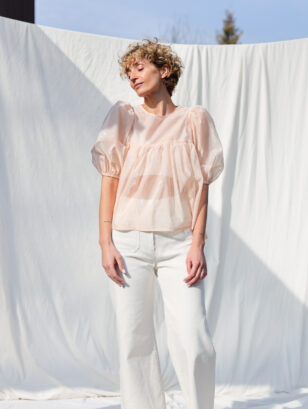 Puffy sleeve viscose organza blouse​ | Sustainable clothing | OFFON clothing