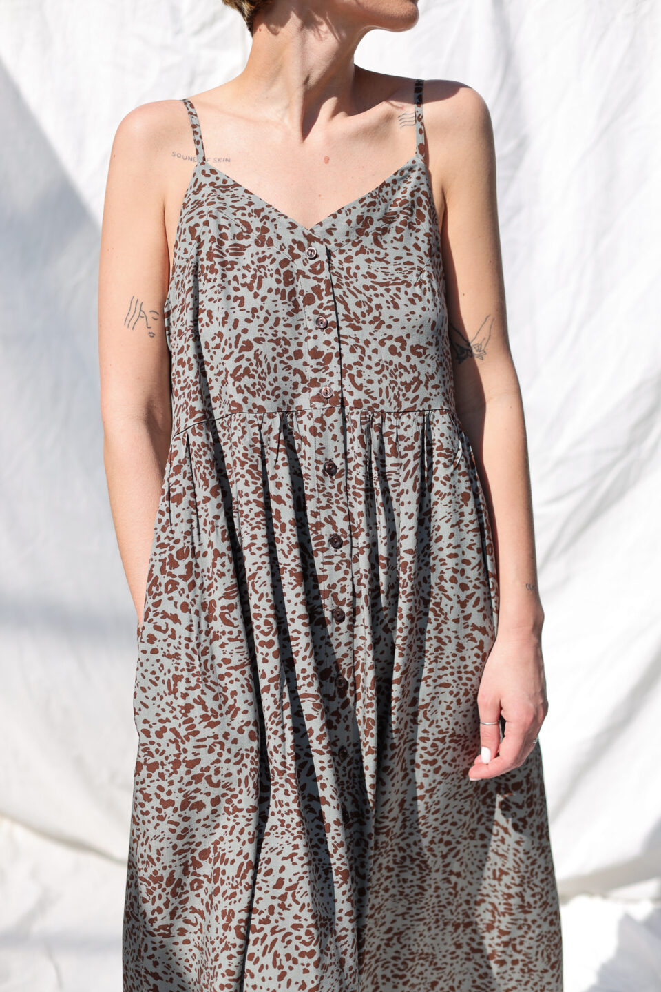 Viscose animal print adjustable straps summer dress | Dress | Sustainable clothing | OffOn clothing