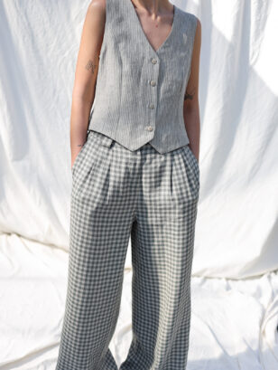 Classic striped linen waistcoat | Vest | Sustainable clothing | OffOn clothing