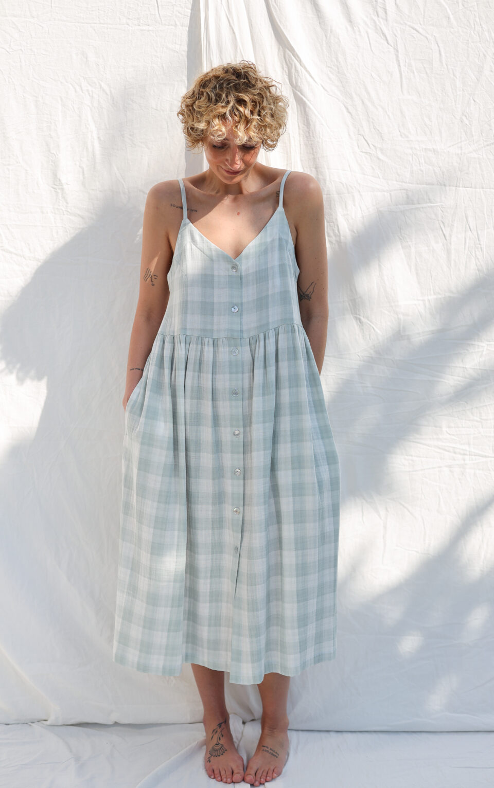 Double gauze cotton sleeveless summer sundress ELOISE | Dress | Sustainable clothing | OffOn clothing