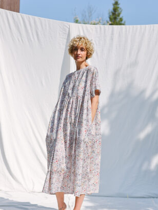 Oversize silky cotton floral print dress SILVINA | Dress | Sustainable clothing | OffOn clothing