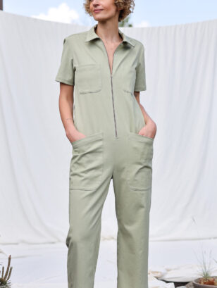 Short sleeve cotton jumpsuit MAJA | Jumpsuit | Sustainable clothing | OffOn clothing