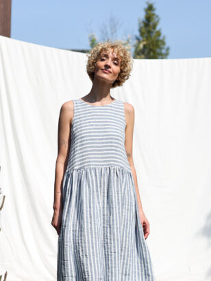 Sleeveless linen loose fit smock dress | Dress | Sustainable clothing | OffOn clothing