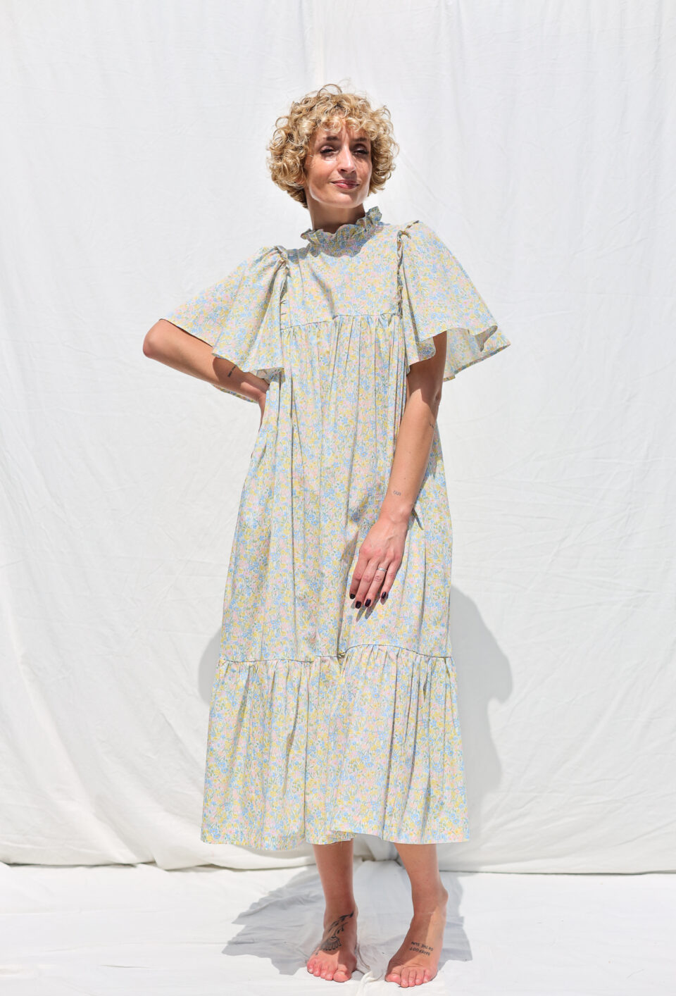 Maxi flutter sleeves flower print elegant summer dress MEDOWLAND | Dress | Sustainable clothing | OffOn clothing