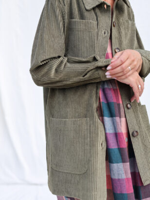 Olive cord workwear style shacket | Jacket | Sustainable clothing | OffOn clothing