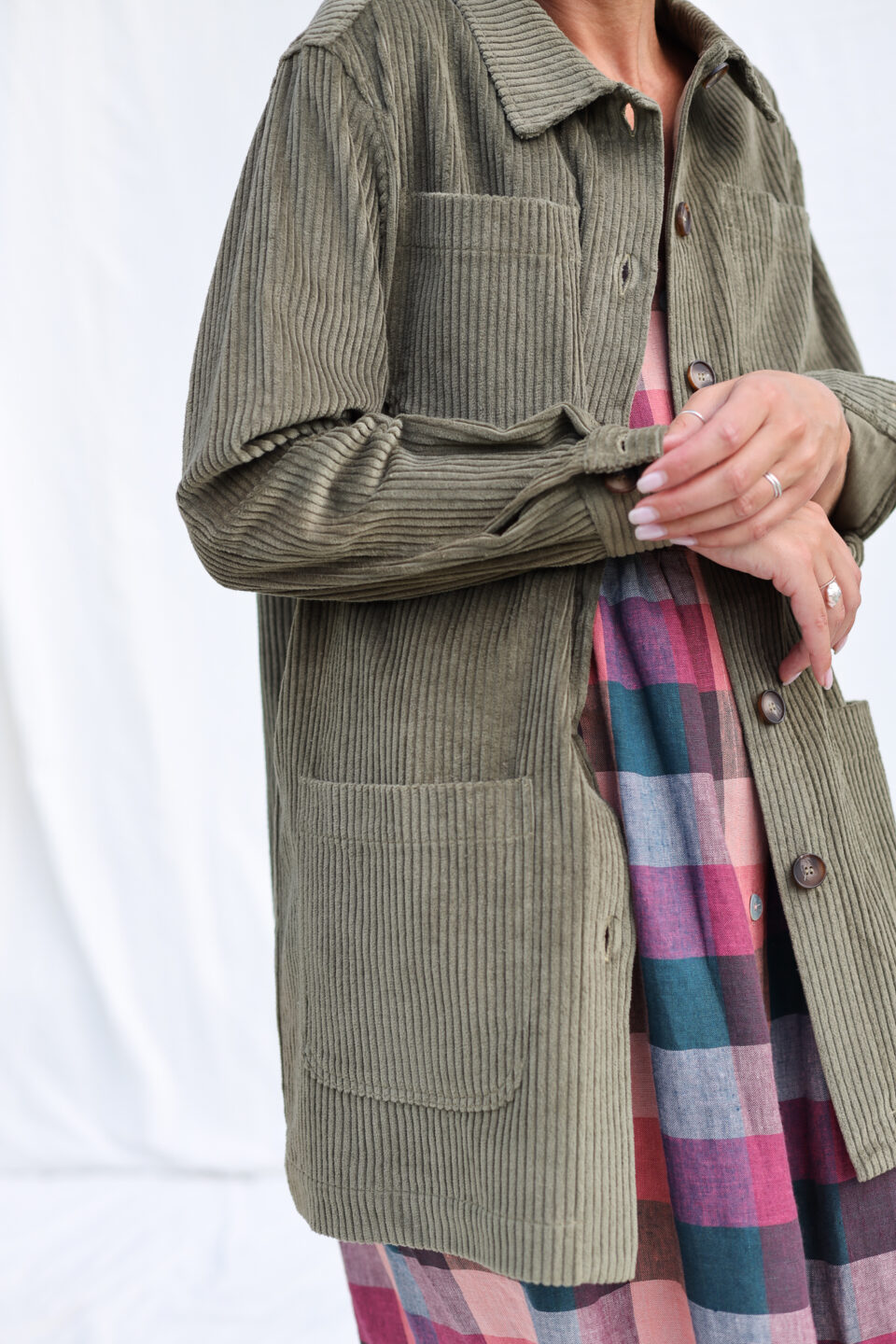 Olive cord workwear style shacket | Jacket | Sustainable clothing | OffOn clothing