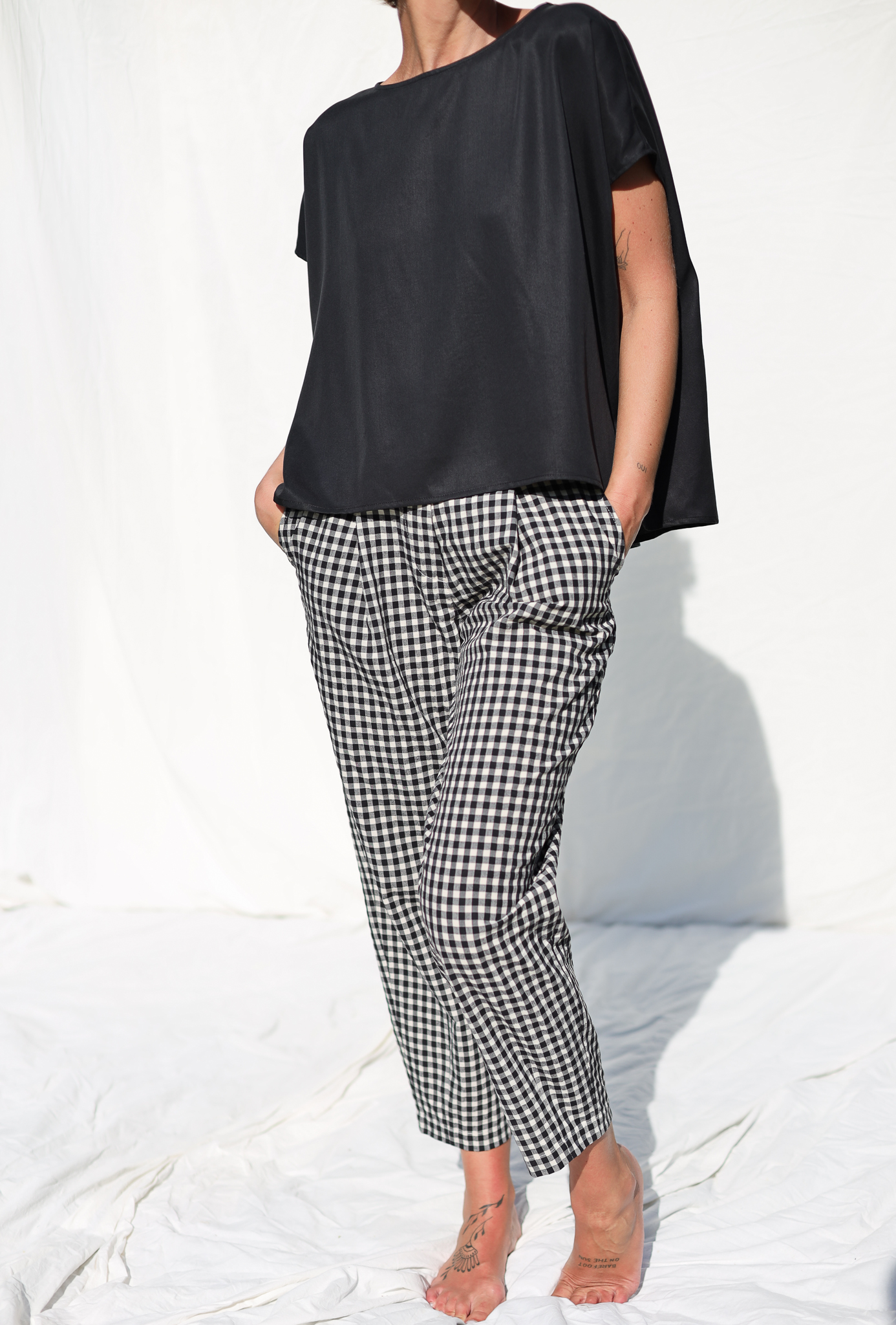 Seersucker Boxy High-Low Top