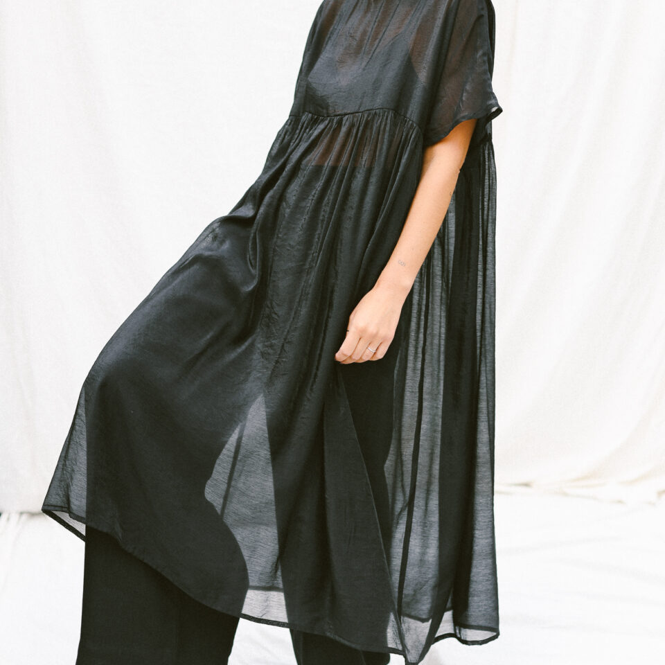Black oversized viscose organza dress SILVIN | Dress | Sustainable clothing | OffOn clothing