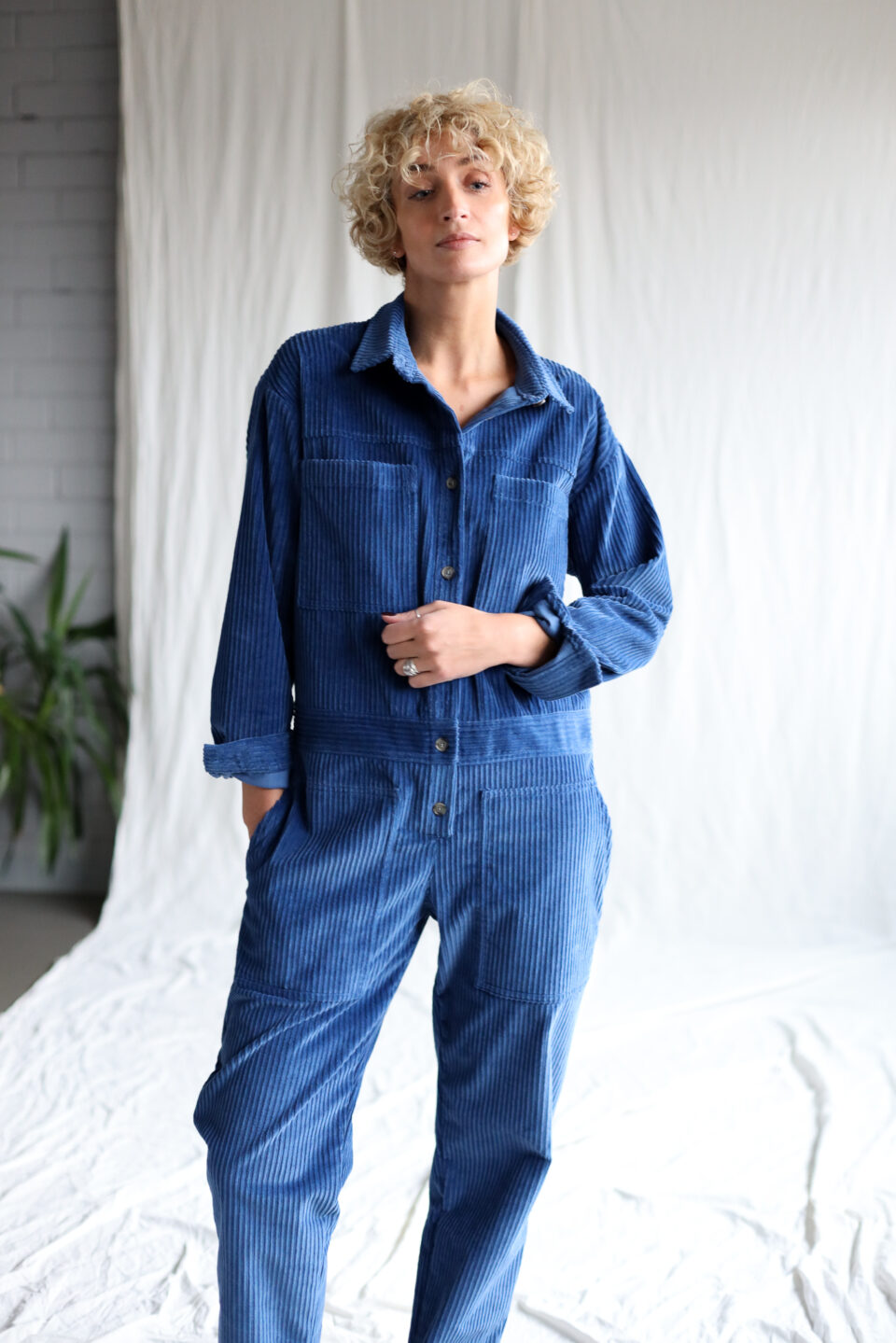 Long sleeve utility cord jumpsuit AMBRE | Jumpsuit | Sustainable clothing | OffOn clothing