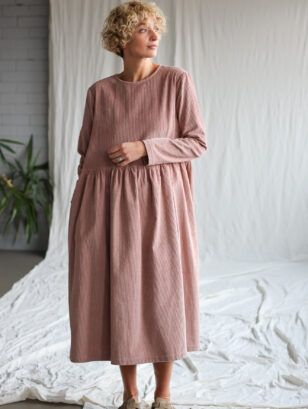 Loose long sleeve wide cord dress MILANA | Dress | Sustainable clothing | OffOn clothing