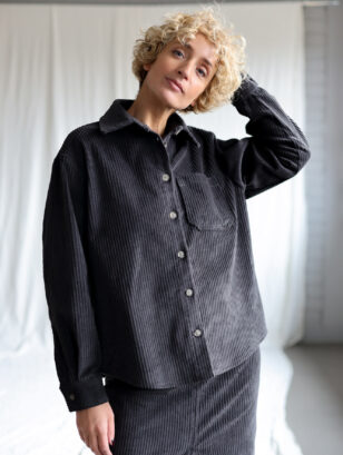 Charcoal grey wide cord overshirt | Shirt | Sustainable clothing | OffOn clothing