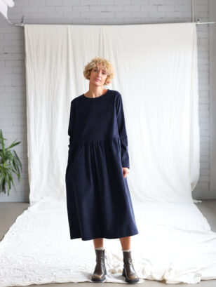 Loose long sleeve needlecord dress MILANA | Dress | Sustainable clothing | OffOn clothing