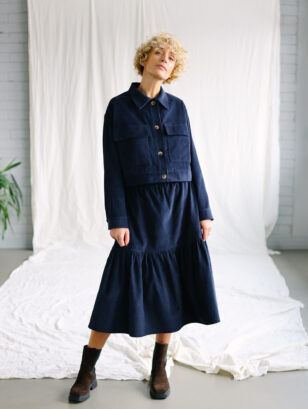 Elasticated waist ruffle needlecord skirt | Skirt | Sustainable clothing | OffOn clothing