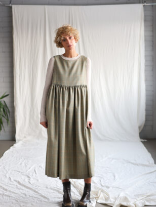 Plaid wool pinafore style dress | Dress | Sustainable clothing | OffOn clothing