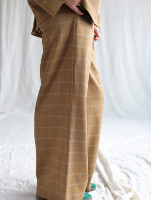 Wool plaid palazzo trousers | Trousers | Sustainable clothing | OffOn clothing