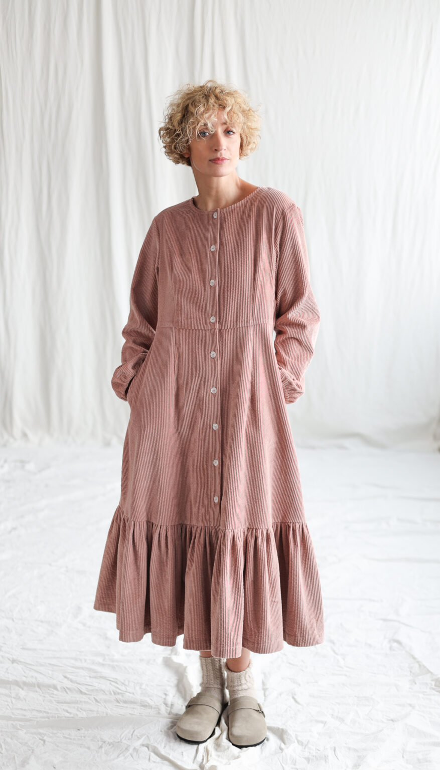 Loose long sleeve wide cord dress HOPE – OffOn