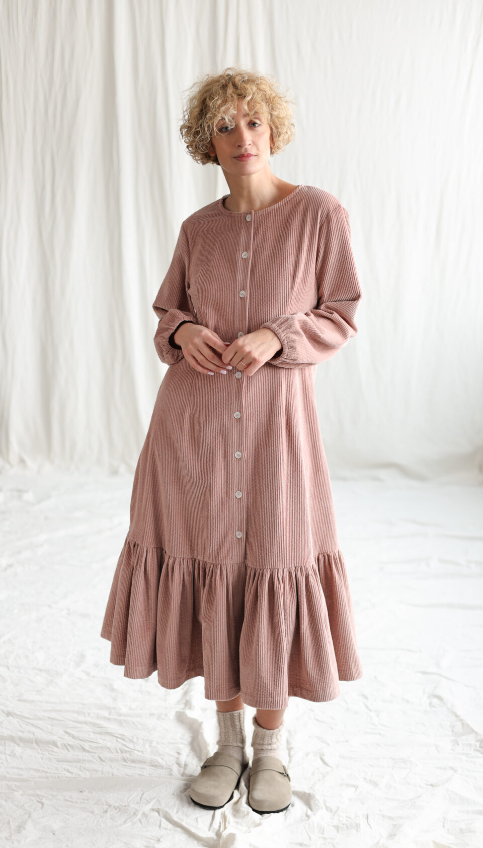 Loose long sleeve wide cord dress HOPE | Dress | Sustainable clothing | OffOn clothing