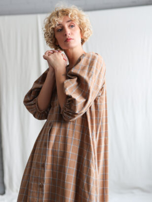 Flowy ruffled skirt brushed plaid cotton MAXI dress CHLOE | Dress | Sustainable clothing | OffOn clothing