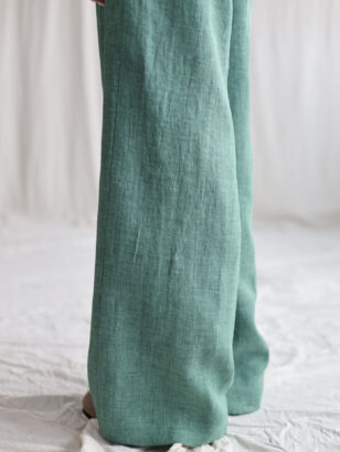 Pleated linen palazzo trousers | Pants | Sustainable clothing | OffOn clothing