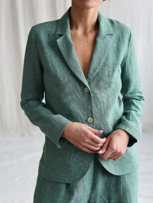Fitted silhouette elegant linen blazer | Blazer | Sustainable clothing | OffOn clothing