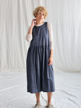 Sleeveless linen and wool loose fit smock dress | Dress | Sustainable clothing | OffOn clothing