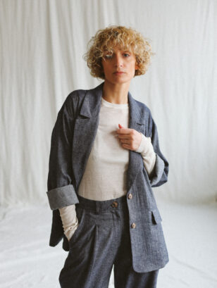 Wool and linen oversized blazer | Tops | Sustainable clothing | OffOn clothing