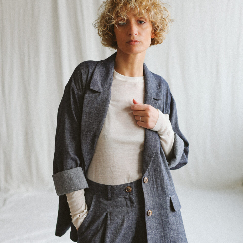 Wool and linen oversized blazer | Tops | Sustainable clothing | OffOn clothing